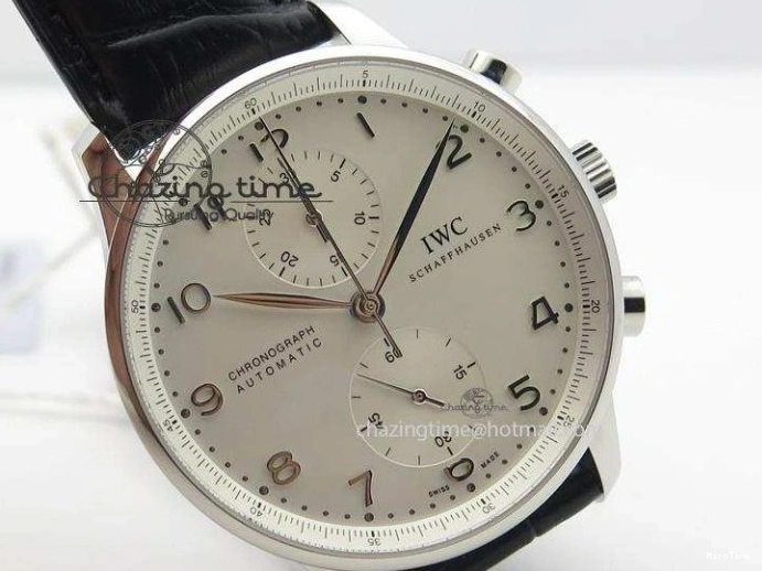 MIROTIME 0401 Casual Portuguese IW371405 ZF 1:1 Best Edition SS White Dial Silver Markers On Black Leather Strap A 7305